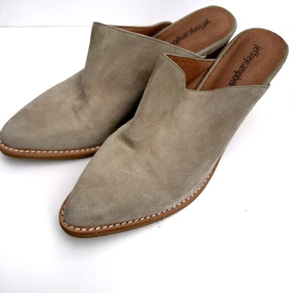 Jeffrey Campbell Favela pointy toe western style stack heeled mule tan/grey - Picture 1 of 11